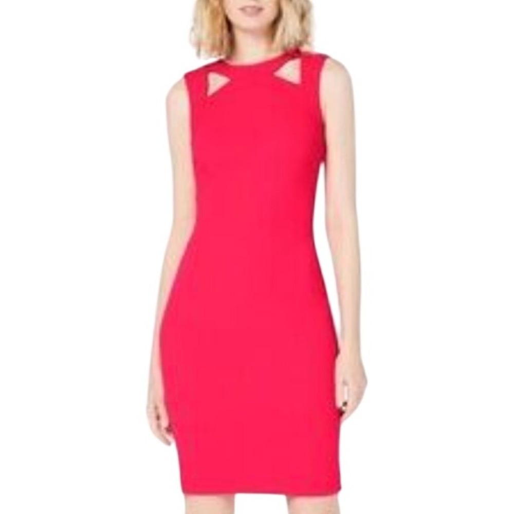 Calvin Klein Women's Pink Sleeveless Sheath Dress Cutout Detail Size 4‎ NWT $